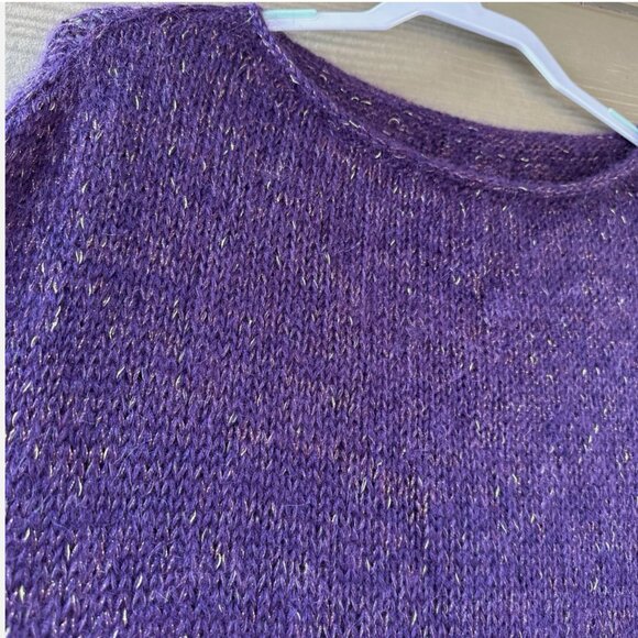 Handmade Women's Hand Knit Purple Mohair Alpaca Silk Lurex Sweater Pullover - Picture 14 of 14